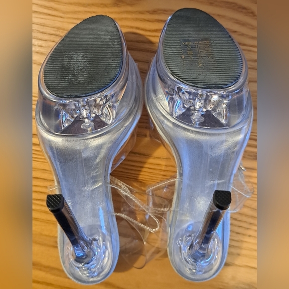Pleaser Eclipse Clear Strappy Stripper Dance Sexy Platform High Heel Shoe SZ 5 - Picture 6 of 8